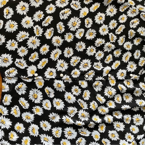Vintage Cricket Lane Daisy Print Button Down Short Sleeve Blouse Size 18 - Picture 10 of 11
